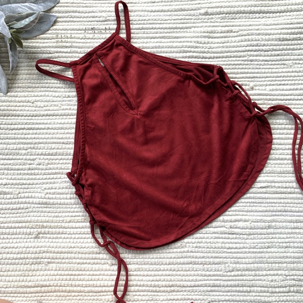 American Apparel velvet rust crop top A-044